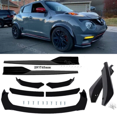 For Nissan Juke 2011-2017 Black Front Bumper Lip Splitter+29"Side Skirt+Rear Lip - Image 1 of 4