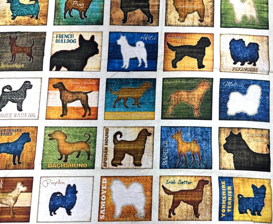 2018 Must Love Dogs Dan Morris for QT Fabric Dog Squares Cotton Fabric   1Y #31 - Image 1 of 4