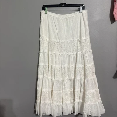 Falda Larga Solitaria Mujer Talla L Tiras Pullon Boho Blanca Foto 1 de 4
