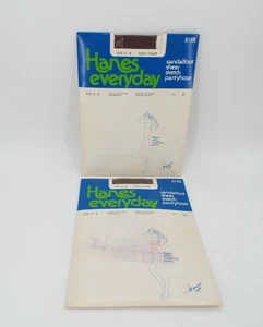 Vintage Hanes Everyday Town Taupe Sandalfoot Sheer Stretch Pantyhose Size A-B - Picture 1 of 6