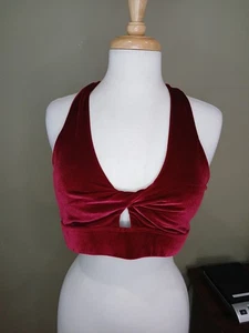 Fabletics Womens Extra Large Oasis Twist Front Cherry Burst Velour Sports Bra - Picture 1 of 7