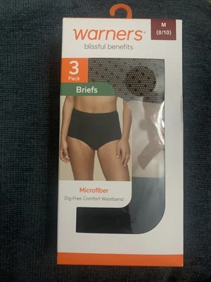 Warners Blissful Benefits Dig-Free Microfiber Brief 3-Pack WRW251BR07W,size-M - Image 1 of 4