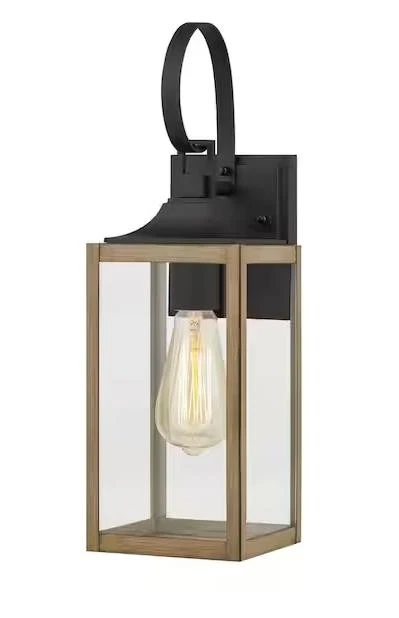 Havenridge 16,6 pol. 1-Arandela de parede de madeira cinza claro com vidro transparente - Imagem 1 de 1