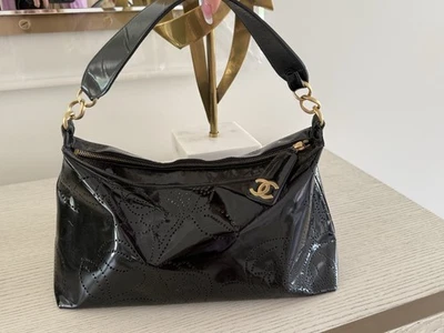 Chanel Camellia Perforated Patent Leather Vintage Handbag Rare - Image 1 of 4
