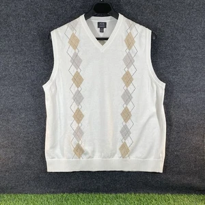 Joe Joseph Abboud Pullover Weste Herren Größe 2XL Argyle V-Ausschnitt einfarbig weiß hellbraun grau - Bild 1 von 11