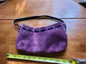 miu miu Womens Handbag Purple Suede Handle Bag Pochette - Picture 1 of 4