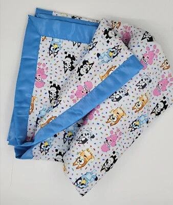 Cobertor extra grande lindo azulado e bingo algodão infantil, cetim 44 x 60 - Imagem 1 de 4