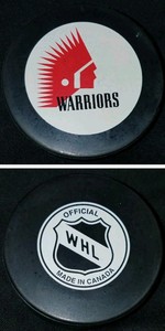 MOOSE JAW WARRIORS VINTAGE WHL SHIELD OFFICIAL INGLASCO PRO CANADA HOCKEY PUCK