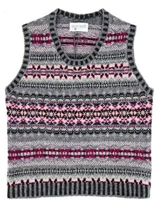 Womens Fairisle Vest | 1940s Style Thistle Grey Tank Top Sleeveless Sweater - Picture 1 of 9