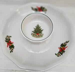 Pfaltzgraff Christmas Heritage Chip & Dip 2-Piece Set 12Inch #180 - Picture 1 of 3