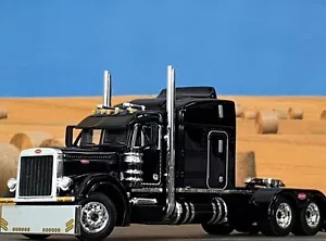 1/64 DCP BLACK PETERBILT 379 W/ 63" MID ROOF SLEEPER W/ WHALE TAIL - Picture 1 of 6