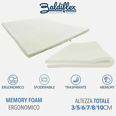 TOPPER CORRETTORE MATERASSO FLEX VISCO MEMORY FOAM SFODERABILE ANTIACARO SILVER - Immagine 1 di 4