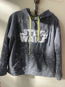 Disney Parks Star Wars Youth L Hoodie Sweatshirt Sweater Grey White Yellow - Picture 1 of 2
