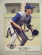 MATT CRAIG signed NOTRE DAME 2005 Just Stars DAYTONA CUBS baseball card AUTO #12