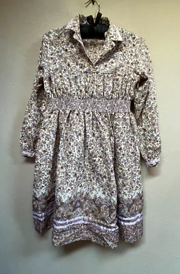 Vestido Floral Vintage Ruth of Carolina Niñas Cintura Ajustada Manga Larga Talla 12 Foto 1 de 4