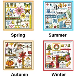Counted Cross Stitch Kits Handmade Embroidery DIY Spring, Summer,Autumn, Winter - Picture 1 of 19