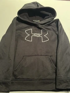 Under Armour Boys Black Fleece Lined Pullover Hoodie Size 7 - Picture 1 of 3