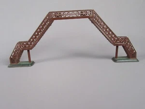 B928 Vintage Passerelle Marron Tôle Litho O Zéro Jouet Ancien Train Electrique - Picture 1 of 22