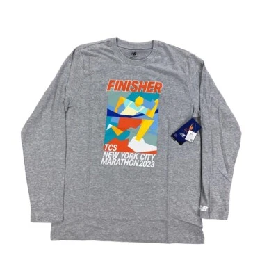 NEW New Balance New York City Marathon 2023 Finisher Long Sleeve T Shirt Gray - Image 1 of 4