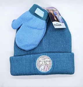NEW Disney Frozen Elsa/Anna Toddler Size 2T-5T TEAL Beanie/Hat & Mitten Set  - Picture 1 of 6
