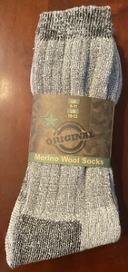 MENS CREW SOCKS 10-13 pack of 2 NEW 2 TONE GRAY MERINO WOOL COTTON AND POLYESTER - Picture 1 of 5