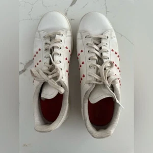 Adidas Stan Smith J Heart Valentines Day White Shoes With Red Hearts SIZE 7 - Bild 1 von 6