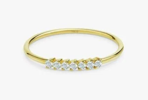 14k Gold Diamond Ring / Paris / 7 Diamond Ring / Stackable Ring / Minimalist - Picture 1 of 9
