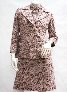 Vintage 60s Floral Print A-Line Dress And Blazer Suit Set Retro Mid Century Gran - Picture 1 of 9