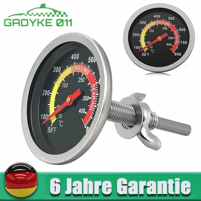 2x Grillthermometer Edelstahl – Für Grill, Smoker & Ofen, Celsius 100–287°C, Mit Flügelmutter, 5,1 Cm Zifferblatt