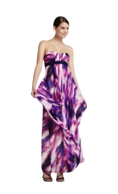 BCBGMaxAzria Sin Tirantes Púrpura Talla 4 Vestido de Baile Seda Begonia Púrpura NUEVO Foto 1 de 4