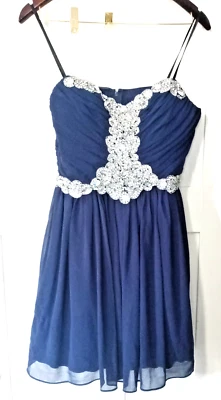 Темно-синий драгоценностями со стразами официальный возвращение домой выпускное платье женщин девочка подросток - Изображение 1 из 4