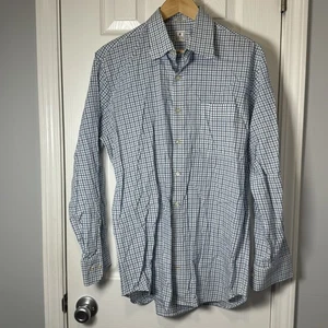 Peter Millar Herren kariertes Langarm Hemd mit Knopfleiste Gr. L Baumwolle blau Baumwolle - Bild 1 von 3