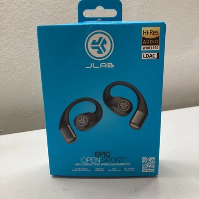 JLab Epic Open Sport Air Conduction Wireless Earbuds Black New Open Box - Image 1 of 2