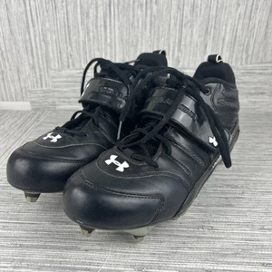 Herren Schwarz Under Armour YYII-S1 Performance Stollen Schuhe Größe 9,5 Doppelplatte - Bild 1 von 9