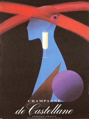 Champagne de Castellane 海报 1980 年 – Alain Gauthier – 16x24 英寸 偏移,A — 第 1/3 张图片