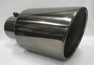 4" INLET, 7" OUTLET, 15" LONG BLACK CHROME DIESEL EXHAUST TIP CHEVY DURAMAX - Picture 1 of 5