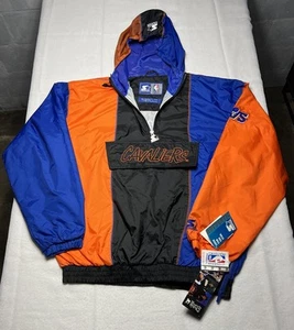 NWT VTG NOS Starter Cavaliers 1/4 Zip Pullover Windbreaker Hooded Jacket Large - Picture 1 of 11