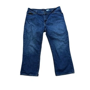 Eddie Bauer Jeans Womens 12 Blue Capri 22" Cropped Dark Wash Stretch Denim - Picture 1 of 11