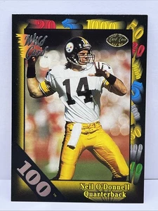 1991 Wild Card Neil O’Donnell 100-Stripe RC Pittsburgh Steelers Maryland SP - Bild 1 von 2