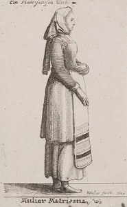 W. HOLLAR (1607-1677), Ungarische Frau,  1649, Radierung Barock Trachten - Bild 1 von 5