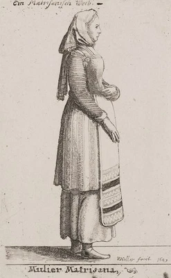 W. HOLLAR (1607-1677), Ungarische Frau,  1649, Radierung Barock Trachten - Bild 1 von 4