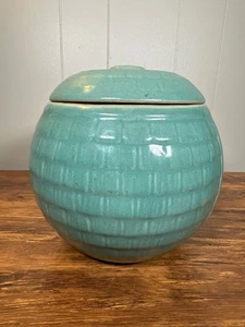 Vintage Keksdose blau/grün McCoy Wabenmuster - Bild 1 von 12