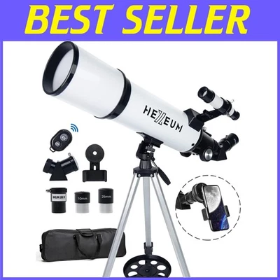Versatile 80mm Refracting Telescope with Adjustable Tripod & Wireless Control - Image 1 of 4