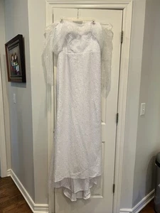 Benzde Sequin & Beaded White Wedding Dress Size 14, Detachable Train, NWT - Picture 1 of 13