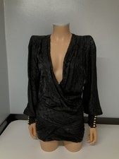 Balmain  X H&M Black Dress Jacquard Weave 100% Silk Eu32 Uk 6 Us2 Immaculate