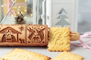 Nativity Embossed rolling pin Springerle cookie Mold Press Clay Pottery Stamps - Picture 1 of 18
