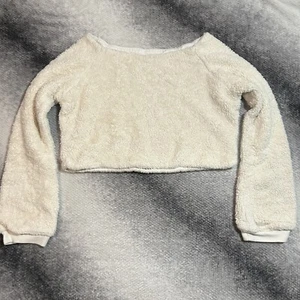 Hard Tail Women's Teddy Cropped 100% Cotton Sweatshirt Cream Medium - Picture 1 of 9