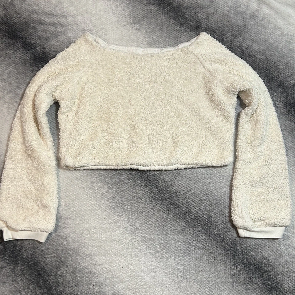 Толстовка женская Hard Tail плюшевая укороченная 100% хлопок кремовая средняя - Изображение 1 из 4