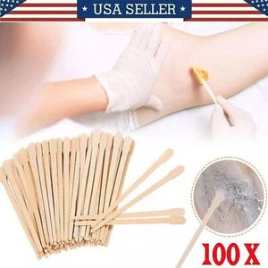 100pcs Large Wooden Wax Sticks Hair Removal Waxing Applicator - Picture 1 of 10