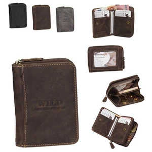 Wild Zip Wallet Leather Wallet Wallet Wallet Women's Men 5511 - Picture 1 of 16